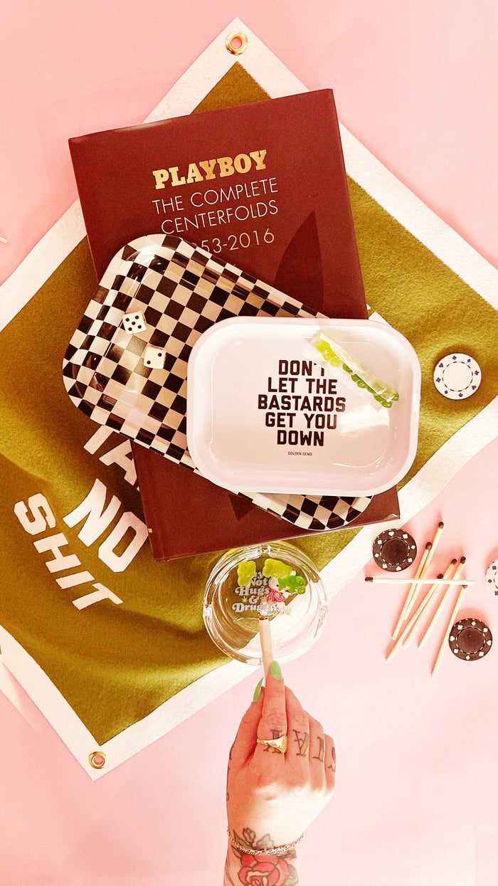 Black and White Checker Medium Tray