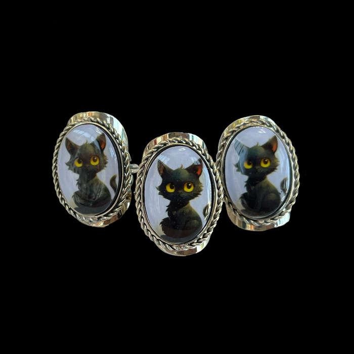 Black Cat Adjustable Ring