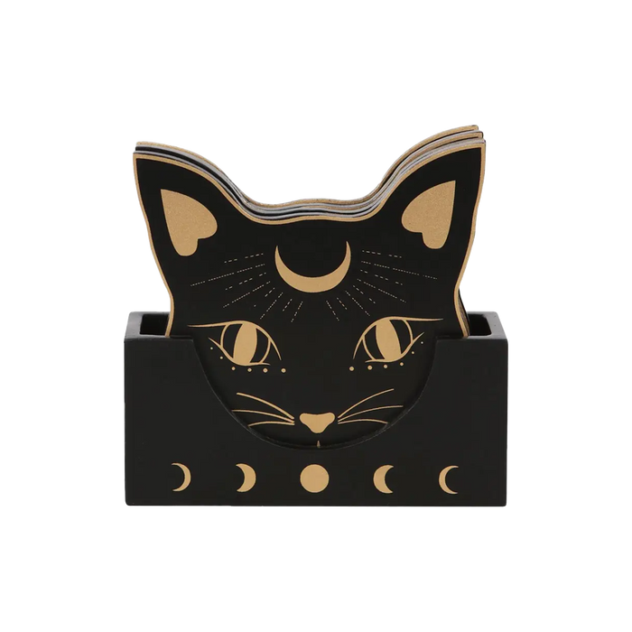 Black Cat Mystic Drink Coasters Set