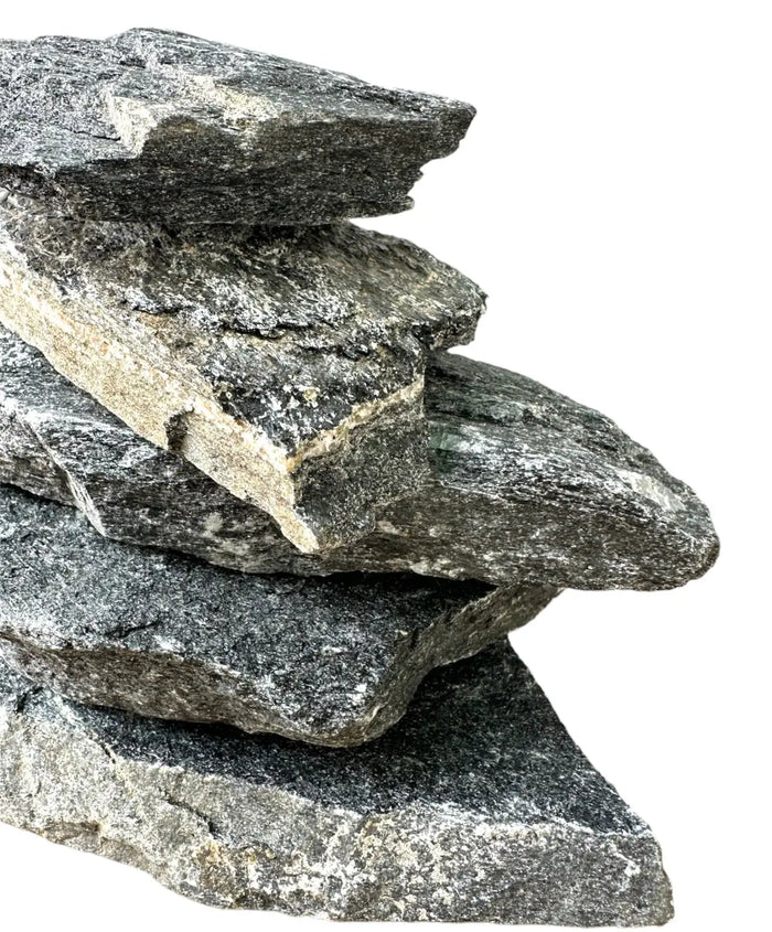Black Slate Stone: Stack of Dark Gray Rough Rocks with Jagged Edges
