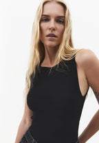 Boat Neck Tank Top - BLACK