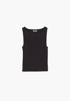 Boat Neck Tank Top - BLACK