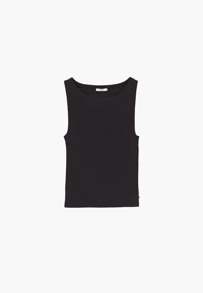 Boat Neck Tank Top - BLACK