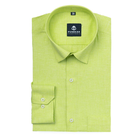 Bright Green Color Plain Pure Cotton For Men - Punekar Cotton