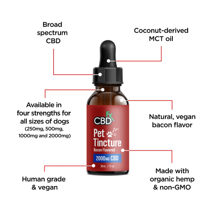 CBD Oil for Dogs - Bacon Flavored - 250 to 2000mg