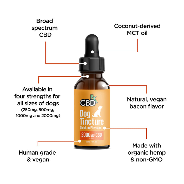 CBD Oil For Dogs - Chicken Flavored - 250 to 2000mg