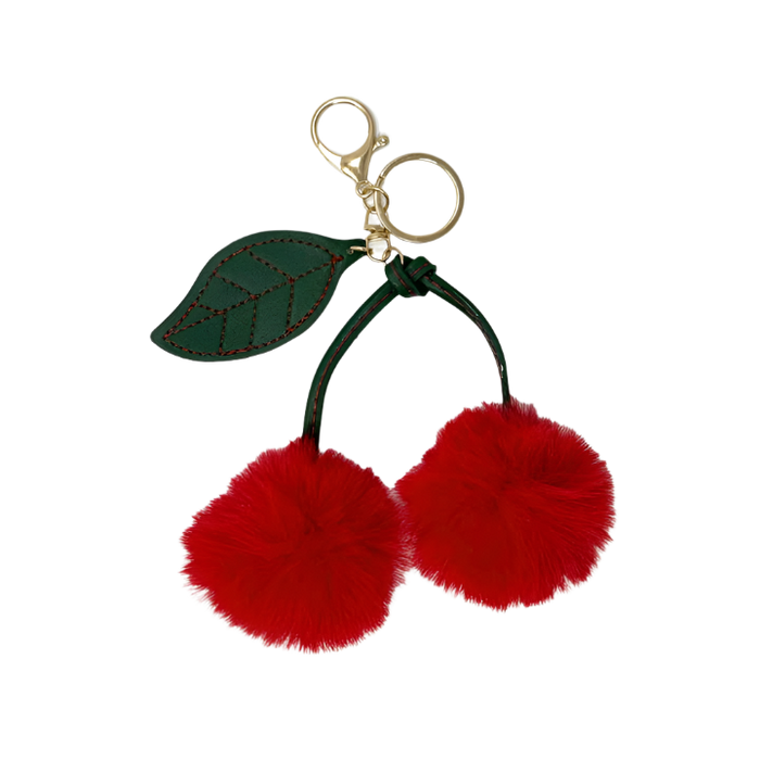 Cherry Pom Pom Keychain