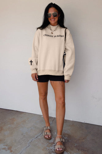Christ is King Embroidered Pullover Sweatshirt