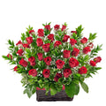 Classic Red Rose and Baby's Breath Floral Arrangement – gift basket with this arrangement includes red roses