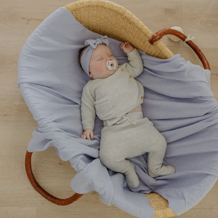 Copper Pearl Rib Knit Swaddle Blanket | Periwinkle