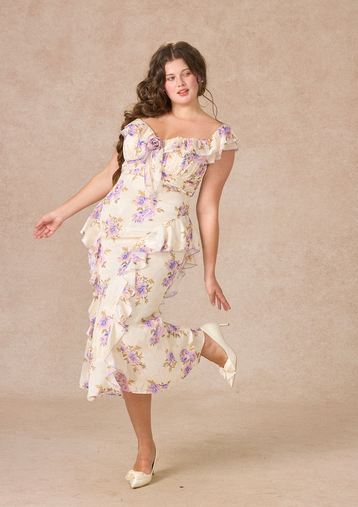 Curve&Plus Purple Iris Swayed by Wind Dress