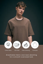 Dark Tan - Oversized drop shoulder