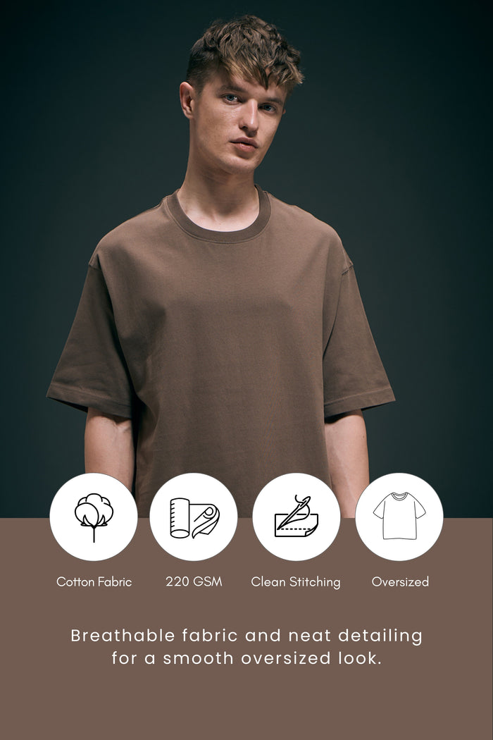 Dark Tan - Oversized drop shoulder