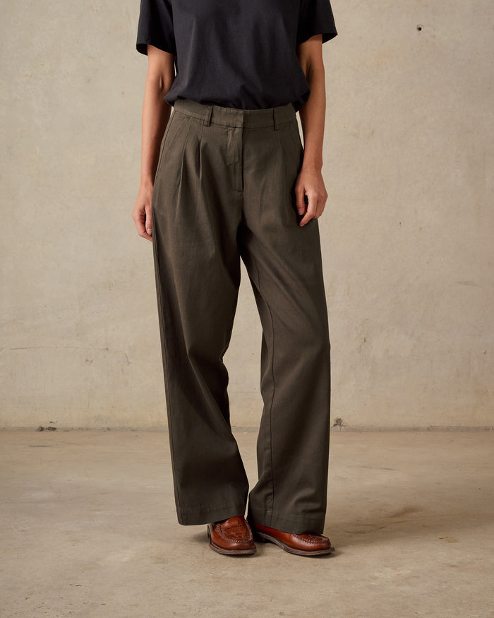 Double Pleated Twill Pants
