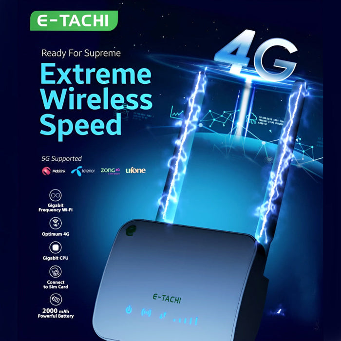 E-Tachi ET52 Optimum 4G LTE 150Mbps High-Speed Wireless Router with 2000mAh Powerful Battery