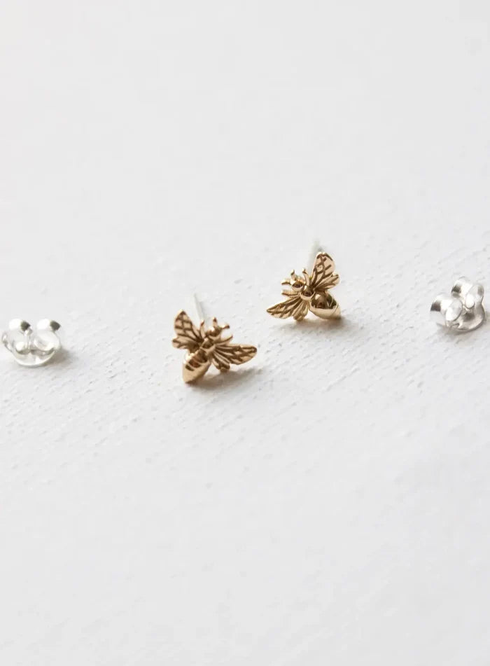 E1234G Gold Earrings-Bee Stud