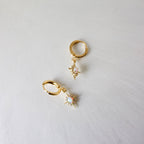 E1311 Gold Earrings-Opalite Star Huggies