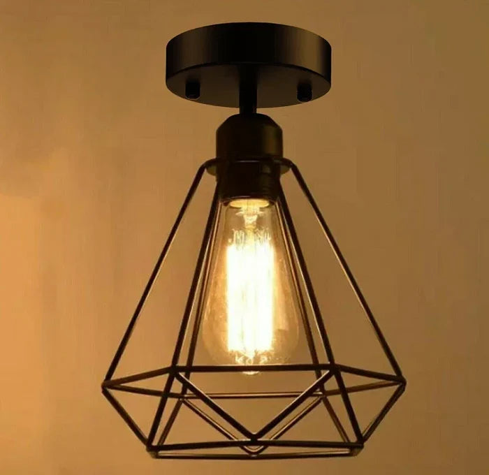 E27 Industrial Cage Flush Mount Light ~6161