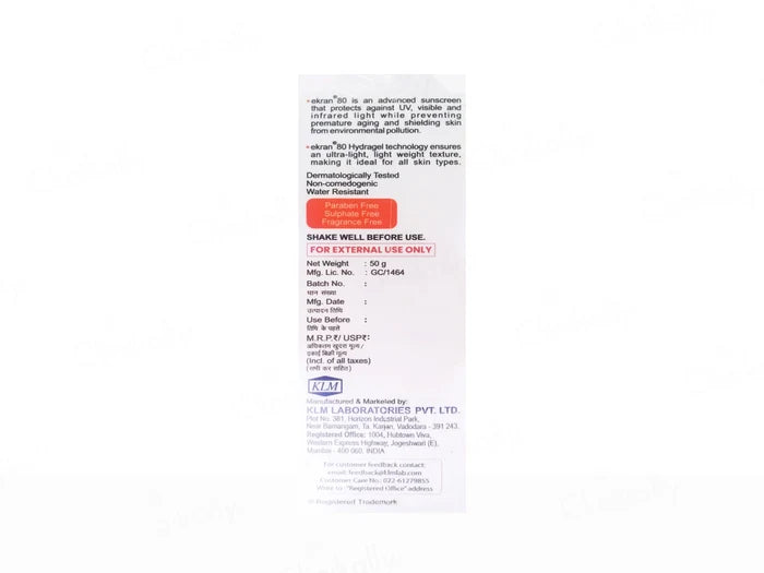 Ekran 80 Hydragel Blue Light Sunscreen SPF 80+ PA++++