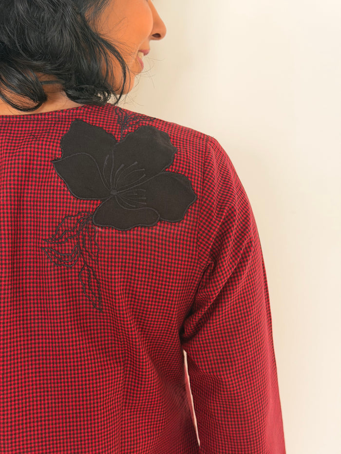 Elements Gridlock Applique Kurta - Brick