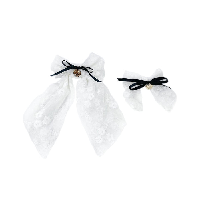 Embroidered Flower Hair Bows - Petite Maison Kids