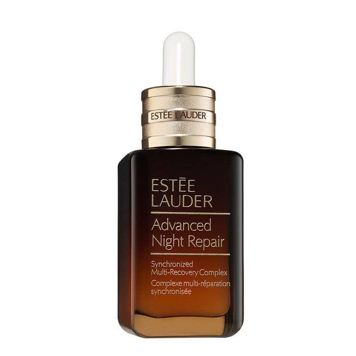 Estée Lauder Advanced Night Repair serum in a 50ml bottle, a hydrating skincare lotion and moisturizer with a sleek design.