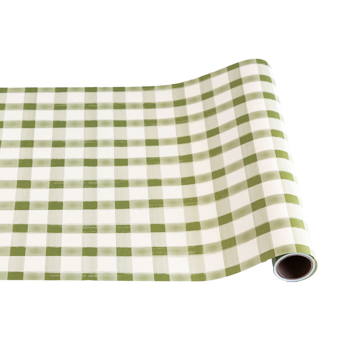 Moss Painted Check Table Runner