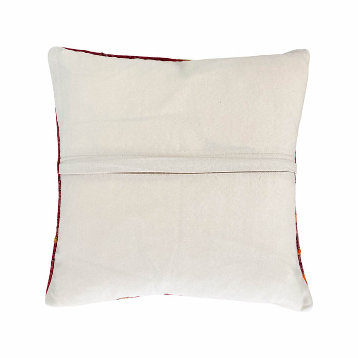 FESTIVAL IV artisan handmade turkish kilim pillow made with vintage rug textiles 16X16 PINK ORANGE