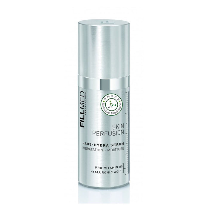 FILLMED HAB5-Hydra Serum 30ML, skin care serum with hydrating ingredients, in a clear glass bottle with pump dispenser.