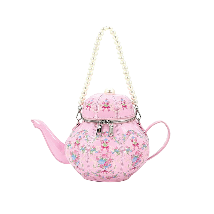 Floral Pink Teapot Purse