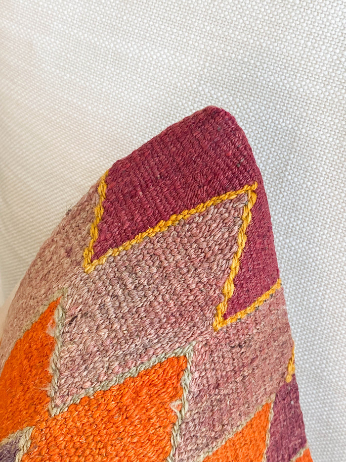 traditional Handmade Turkish kilim pillow cover made with vintage rugs 16x16 stripe