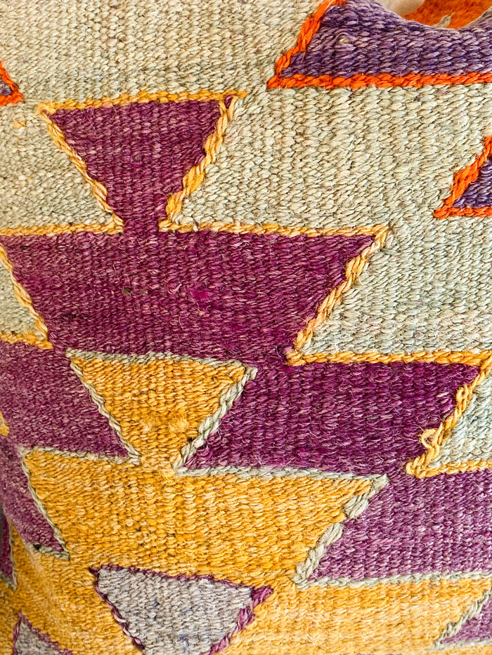 traditional Handmade Turkish kilim pillow cover made with vintage rugs 16x16 stripe