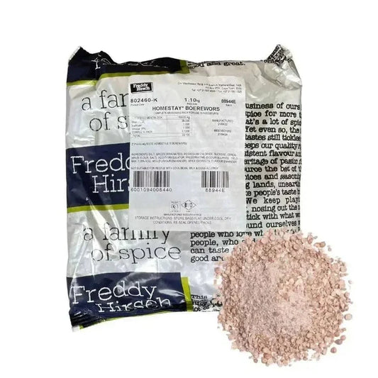 Freddy Hirsch Homestay Boerewors Flavour seasoning packet for authentic South African sausage and meat dishes