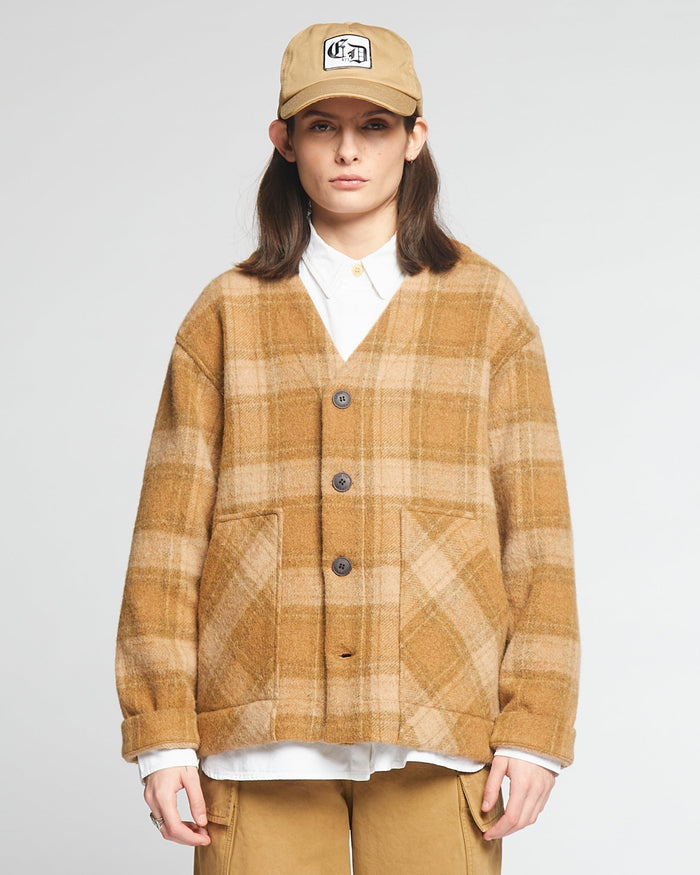 G.o.D Baseball Cardigan Washed Check Sugar