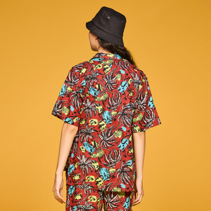 G.o.D Cuban Shirt Aloha Cotton Brick Red