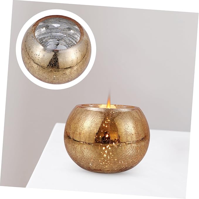 Golden Cracked Glass Vase/ Candle Holder | Home Décor