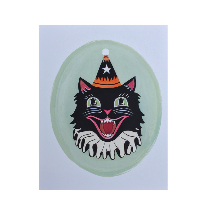 Green Circus Cat Print