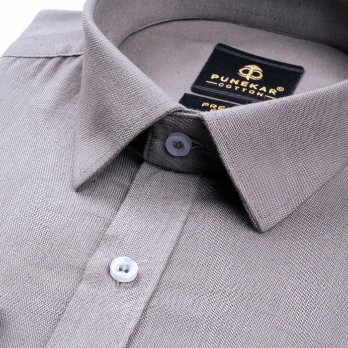 Grey Color Prime Linen Shirt For Men