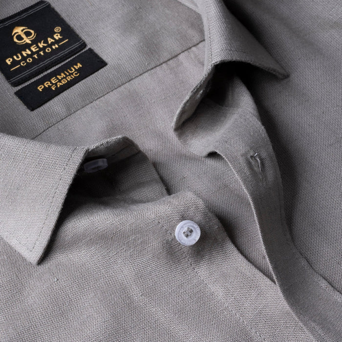 Grey Color Prime Linen Shirt For Men - Punekar Cotton