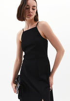 Halter Neck Long Dress - BLACK