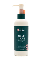 Bottle of Hand & Body Wash | Latika with a green label featuring the words "Self Care" and a subtle pink design, emphasizing fresh skincare for hands and body.