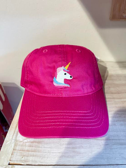 Harding Lane Kids Unicorn Baseball Hat in Bright Pink