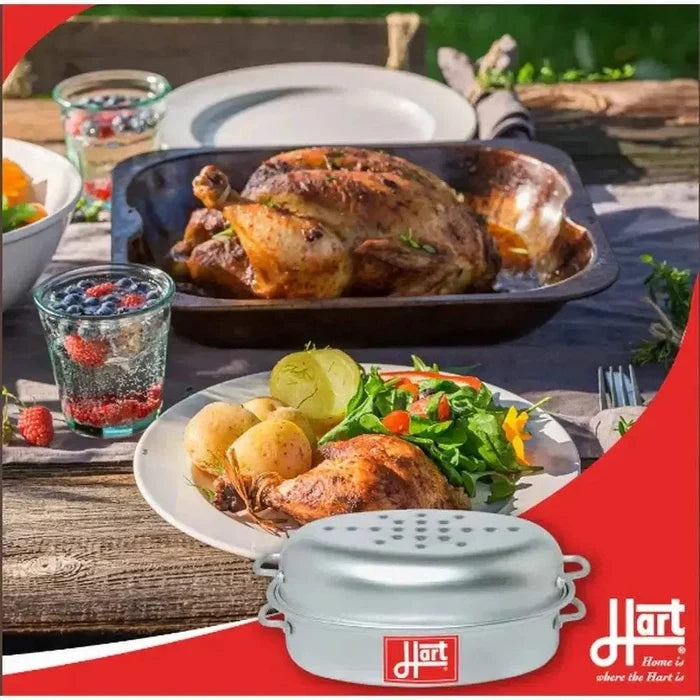 Hart Small Oval Roaster Casserole 3L with Bakelite handles and polished exterior