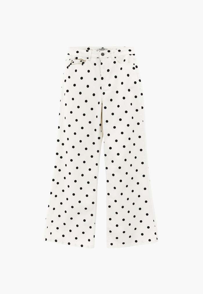 High Waist Printed Wide Leg Pants - POLKA DOT COMB