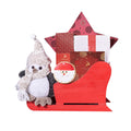 Holiday Season Red Sleigh Basket Gift with Gourmet Chocolates and Plush Penguin – gift basket with mini holiday penguin, small santa face sugar
