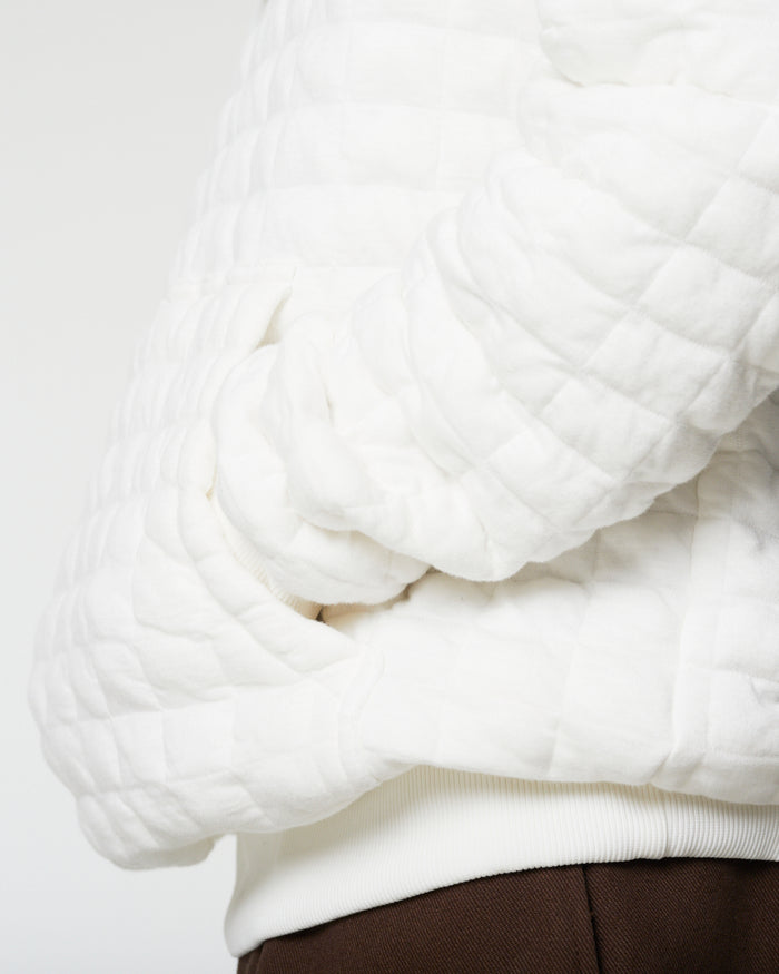 Hoodie Quilted Fleece White