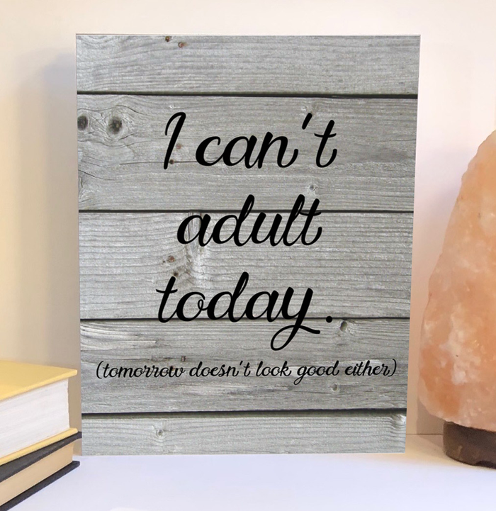 I can't adult funny wood sign,
