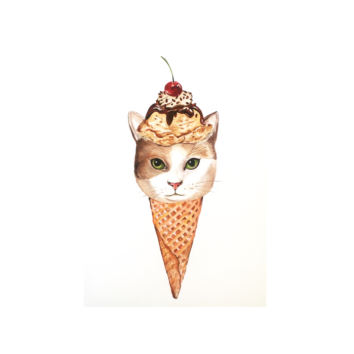 Ice Cream Cat No. 1 Art Print
