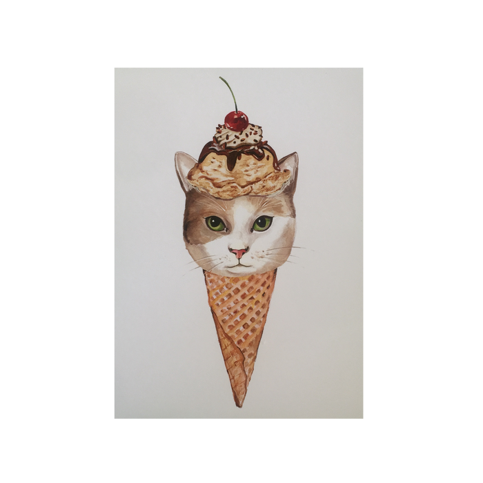 Ice Cream Cat No. 1 Art Print