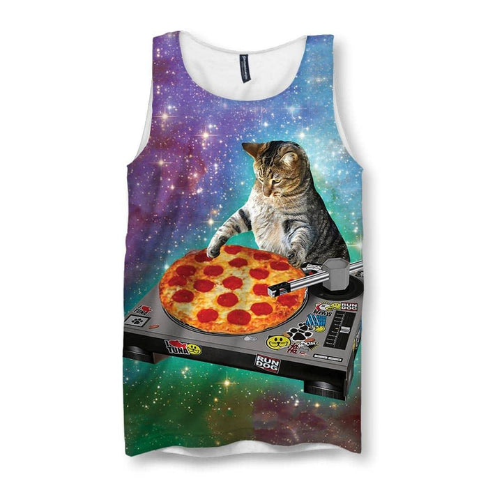 A photorealistic tabby cat commands the galaxy as a serious DJ, floating amidst a swirling nebula of royal galaxy purples and vibrant cosmic teals. Contact us with accessibility feedback, we'd love to help!